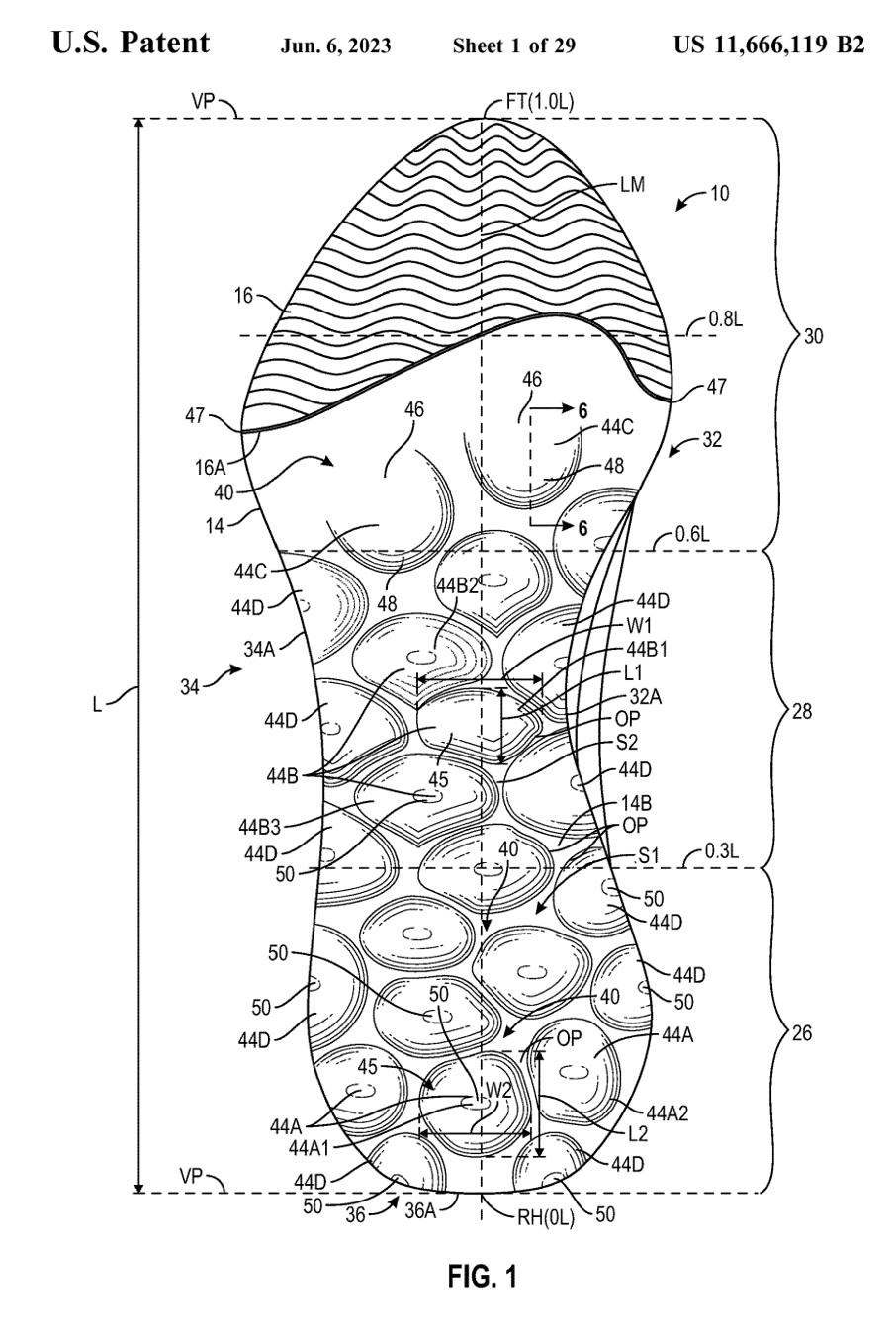 Interesting Patents Nike Sole Structure With Midsole Protrusions And Arced Profile June 6 2023 9112