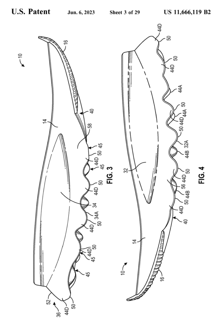 Interesting Patents Nike Sole Structure with Midsole Protrusions and Arced Profile